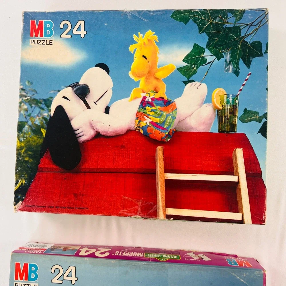 Vintage Milton Bradley MB 24 Piece Puzzle Lot Snoopy Peanuts Sesame Street Ernie